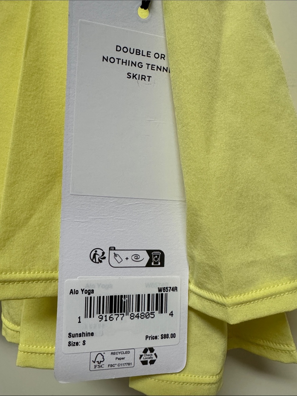 ALO Yoga Yellow Layered Pleated Skort - Picture 3 of 3